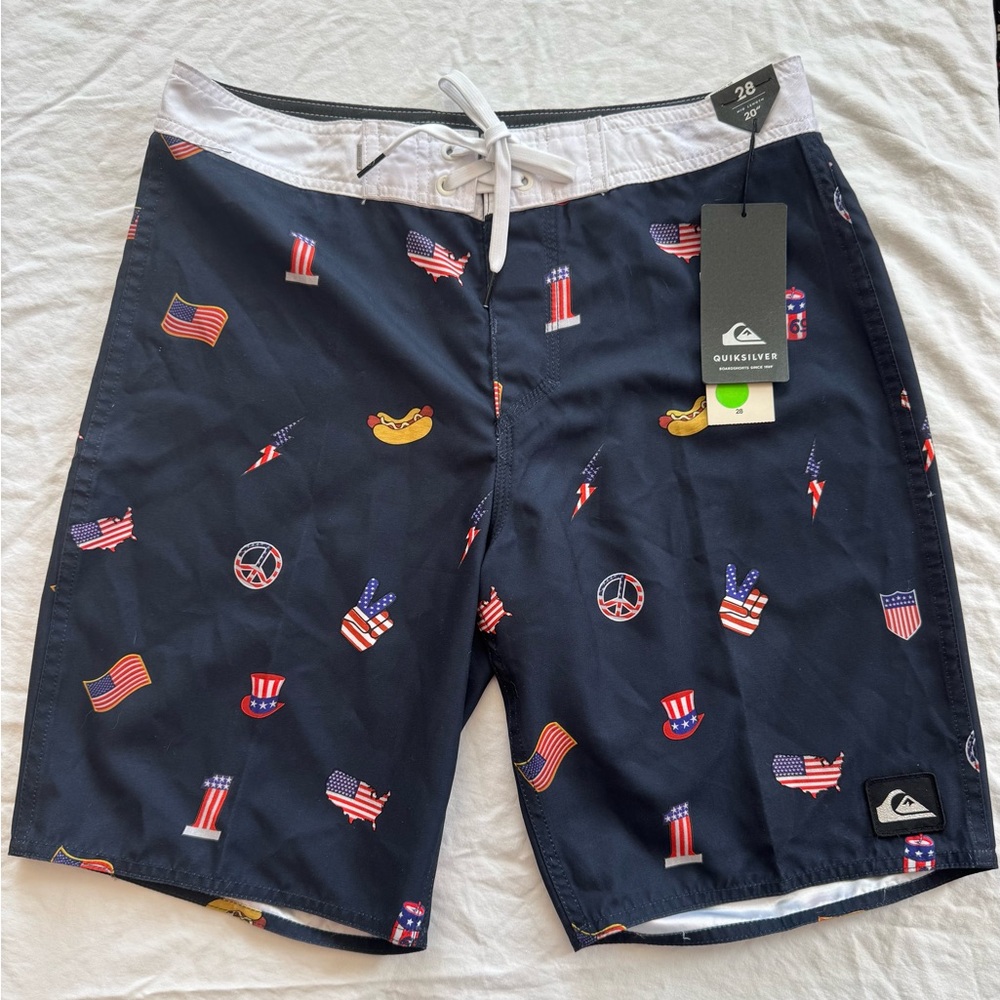 Quiksilver Men’s Navy VERY Patriotic Print Swim Trunks